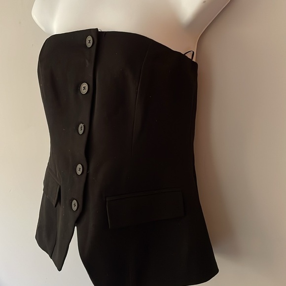 Wayf Black Strapless Button-Down Corset Top NWOT - Picture 4 of 12